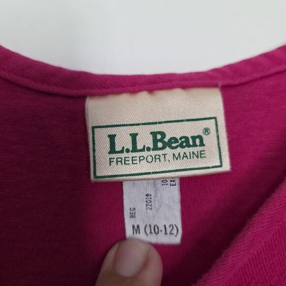 Vtg LL Bean Midi Dress Womens M Pink Stretch Pockets USA Retro Cotton Minimalist - Picture 6 of 10